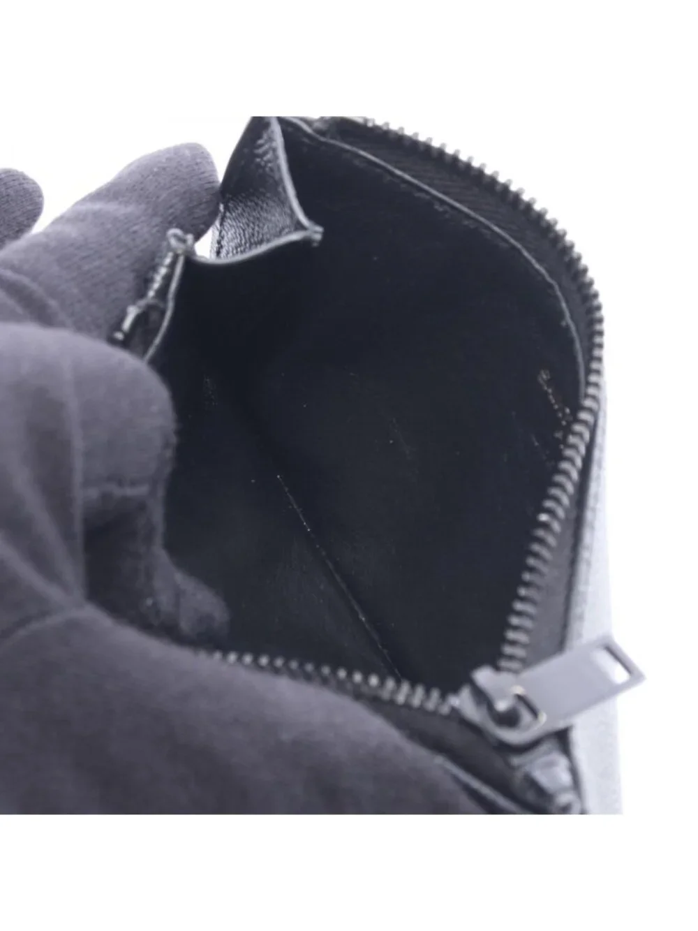 ★SOLD★ Saint Laurent Paris Coin Case Monogram Fragment Zip Card Black Leather - Picture 3 of 6
